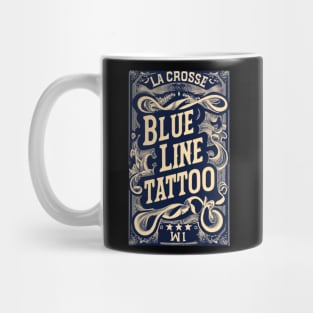 Blue Line Tattoo La Crosse WI Fancy Scrollwork Vintage Style Mug